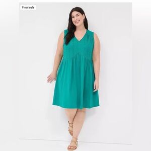 Lane Bryant Easy Swing Eyelet-Bodice Dress